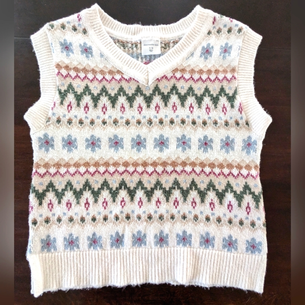 Abercrombie Kids Fair Isle V-neck Sweater Vest 7/8